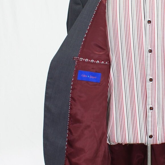 Giles & Jasper 50R Gray Solid 2-Button Sport Coat Blazer Jacket P347 - Picture 9 of 11